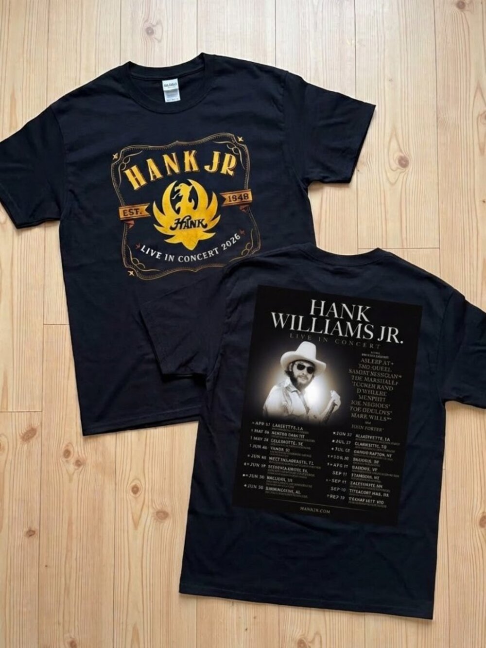 Hank Williams Jr Live In Concert 2026 Tour Dates T-shirt Reprint
